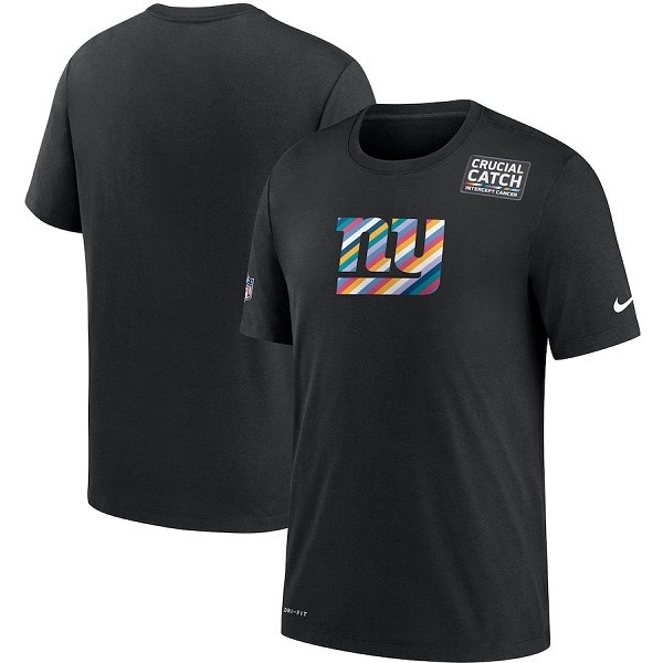 New York Giants 2020 Black Sideline Crucial Catch Performance NFL T-Shirt (All Size)